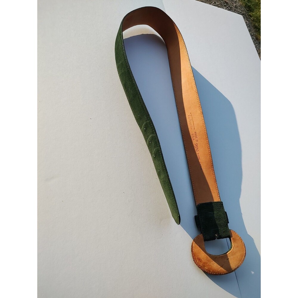Vtg 80s Talbots Wide Hunter Green Suede Belt Large USA Made Dark Academia
